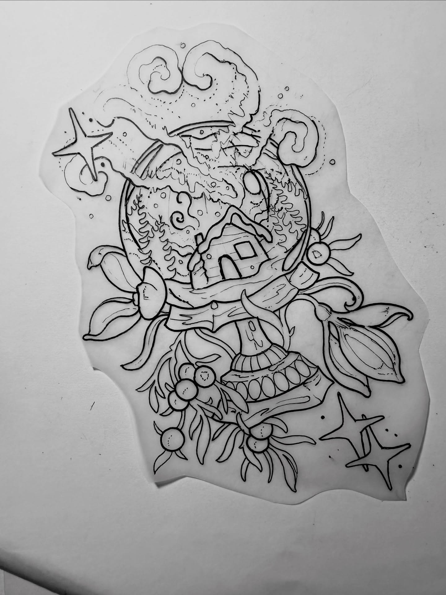 Cozy winter magic 🌌 with juniper berries and snowdrops! I’d love to tattoo this in colour cuz black and grey northern li